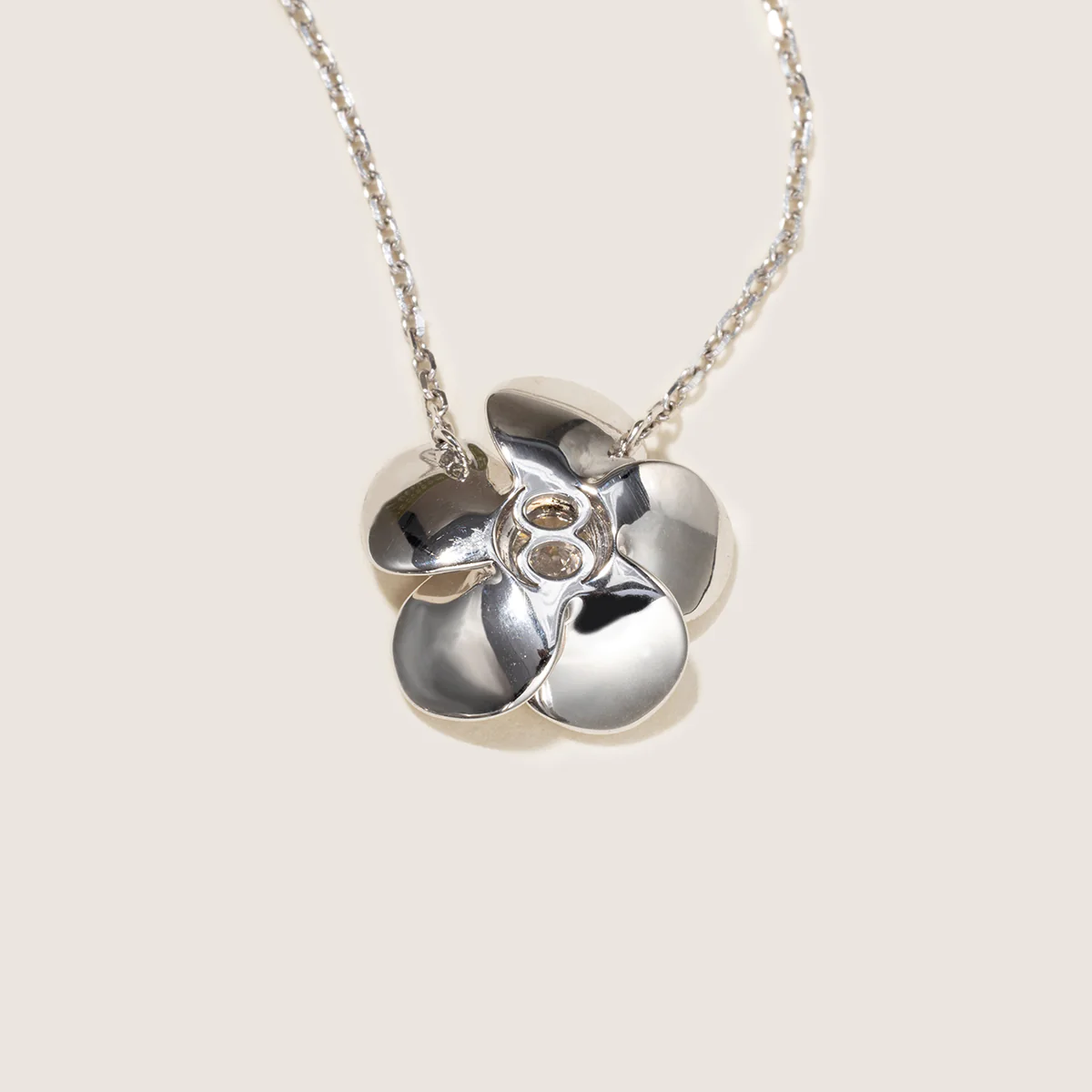 10K White Gold Lab-Grown Diamond Jasmine Pendant Necklace - Image 7