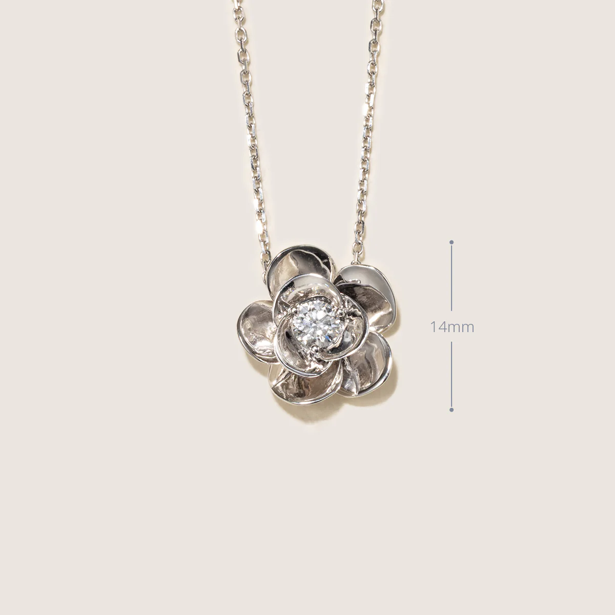 10K White Gold Lab-Grown Diamond Jasmine Pendant Necklace - Image 9