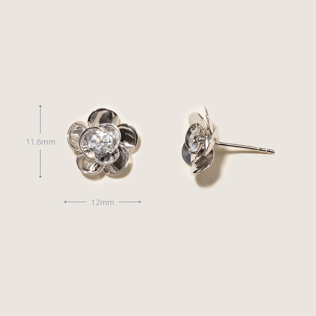10K White Gold Lab-Grown Diamond Jasmine Stud Earrings - Image 9