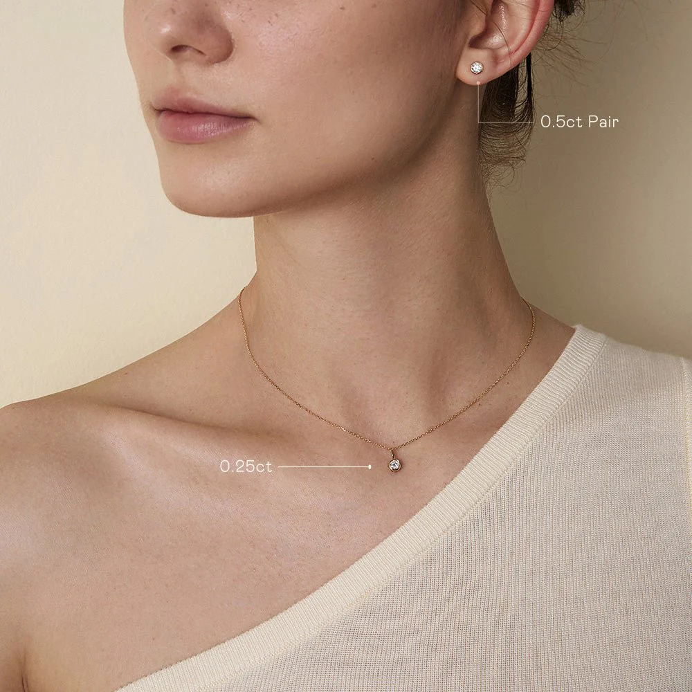14K Solid Gold Bezel Certified Lab-Grown Diamond Pendant Necklace - Image 6