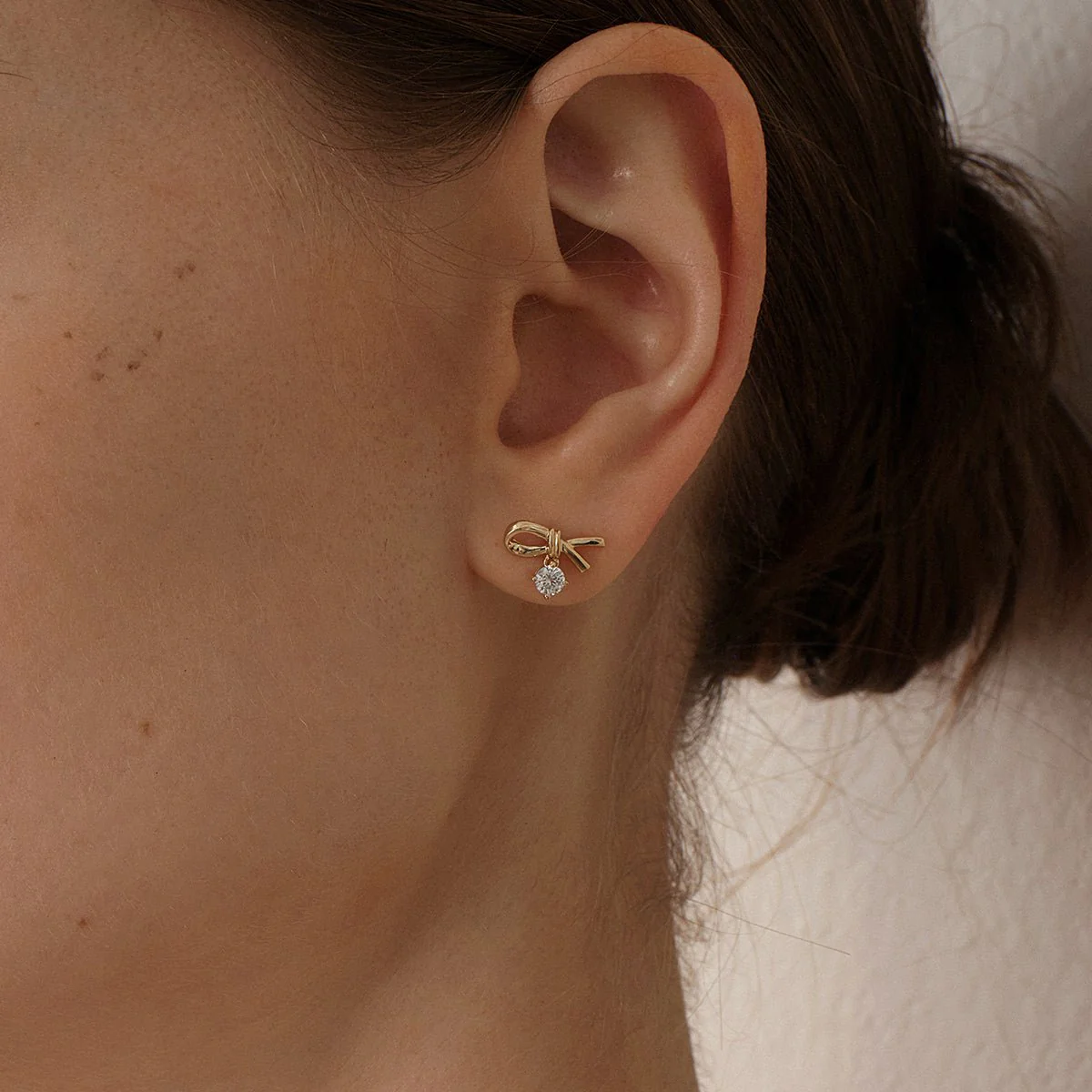 14K Solid Gold Certified Lab-Grown Diamond Eternal Knot Studs Earrings - Image 3
