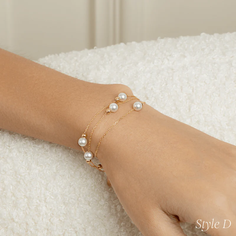 18K Gold Akoya Pearl Station Necklace - Image 11