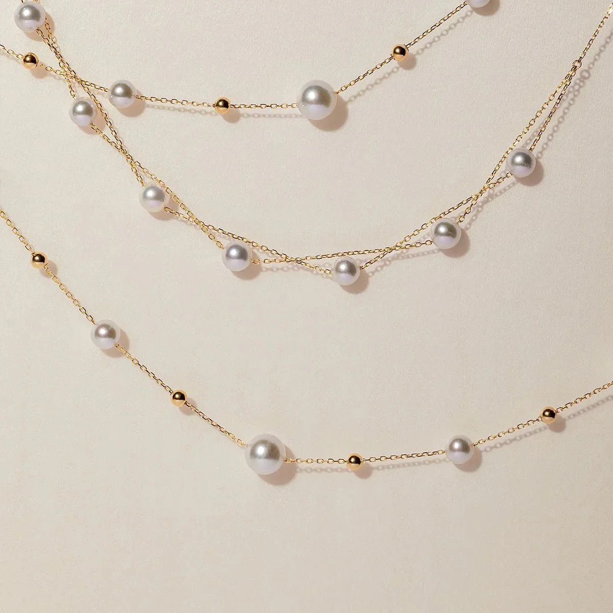 18K Gold Akoya Pearl Station Necklace - Image 12