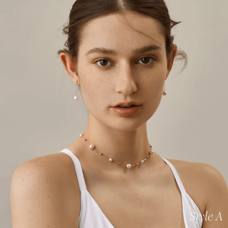 18K Gold Akoya Pearl Station Necklace - Image 13