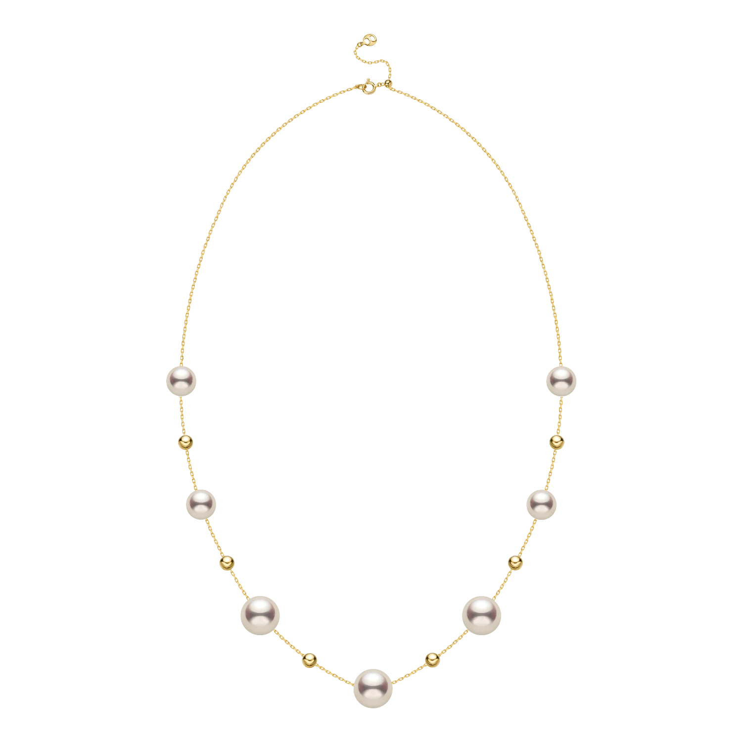 18K Gold Akoya Pearl Station Necklace - Image 7