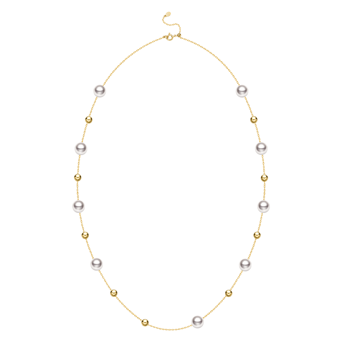 18K Gold Akoya Pearl Station Necklace - Image 9