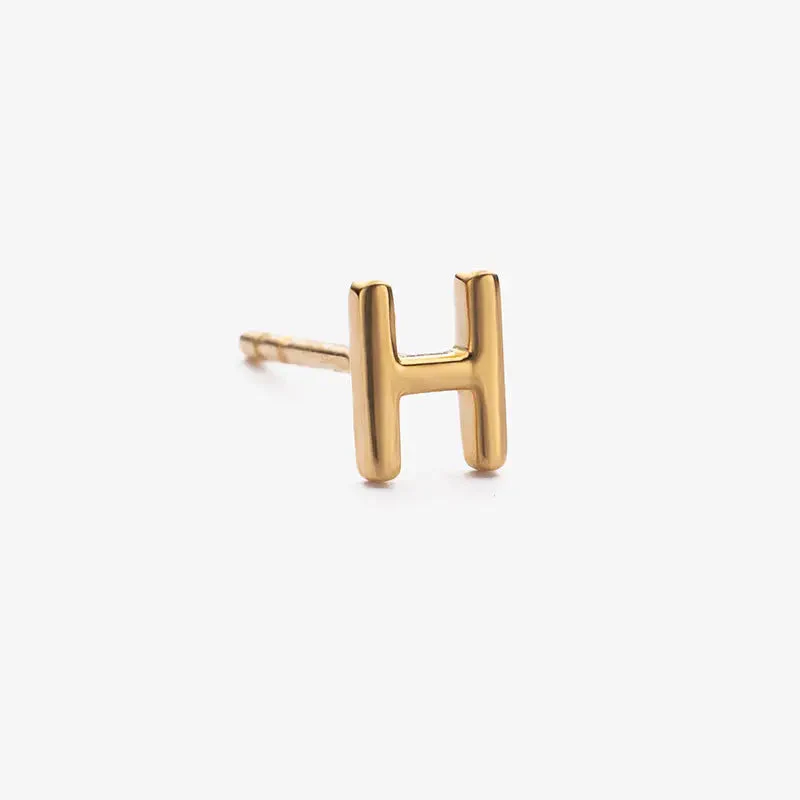 18K Gold Custom Letter Initial Stud Earrings - Image 4