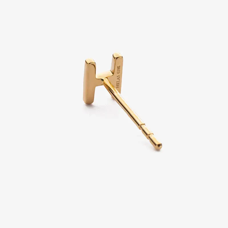 18K Gold Custom Letter Initial Stud Earrings - Image 5