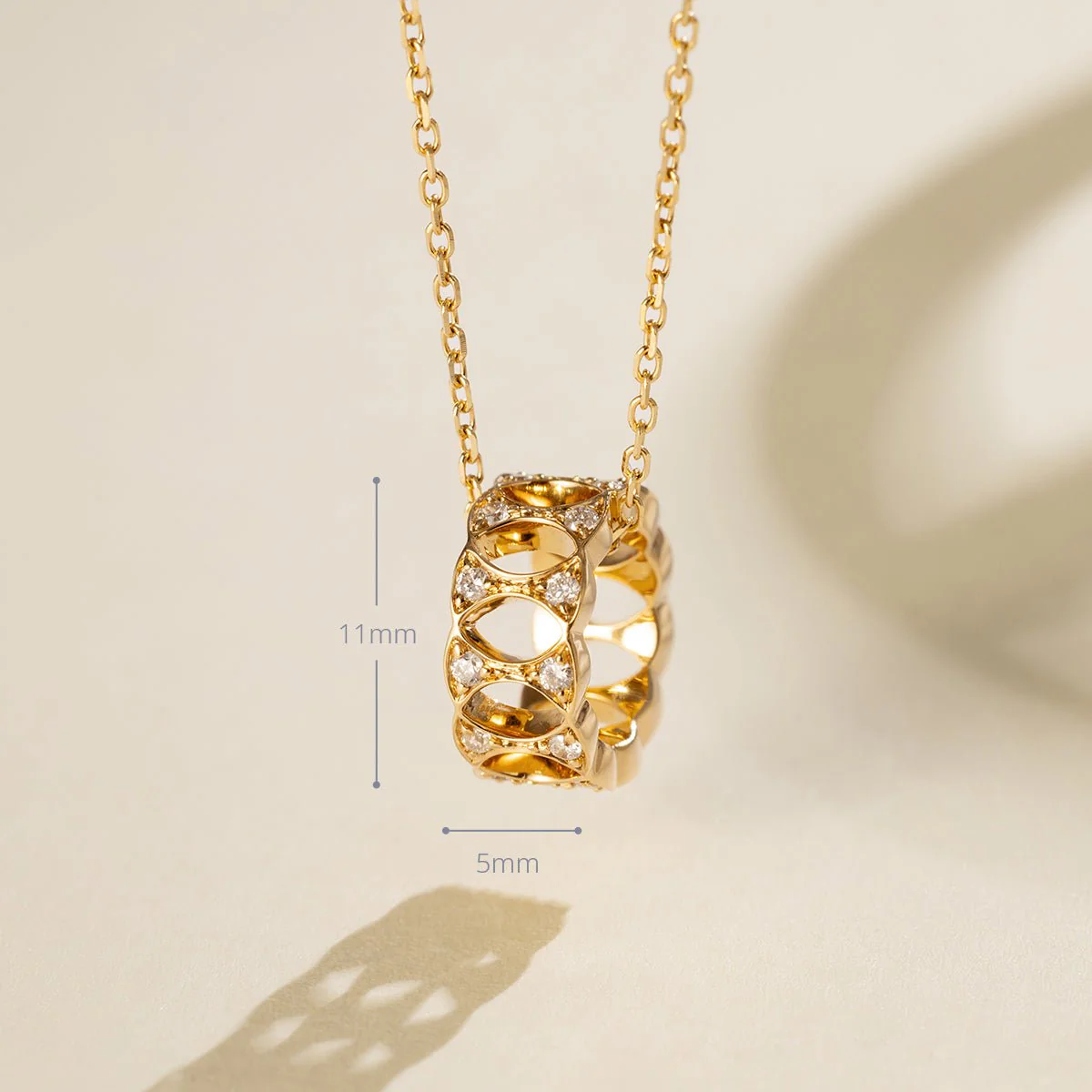 18K Gold Diamond Lucky Continuous Pendant Necklace - Image 10