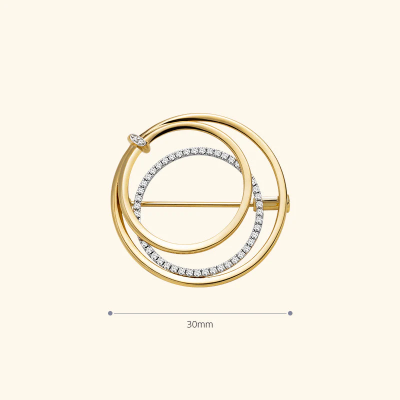 18K Gold Diamond Three-ring Intersecting Brooch - Image 10