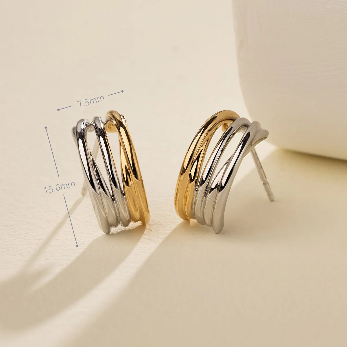 18K Gold Two Tone Half Wrap Earrings - Image 7