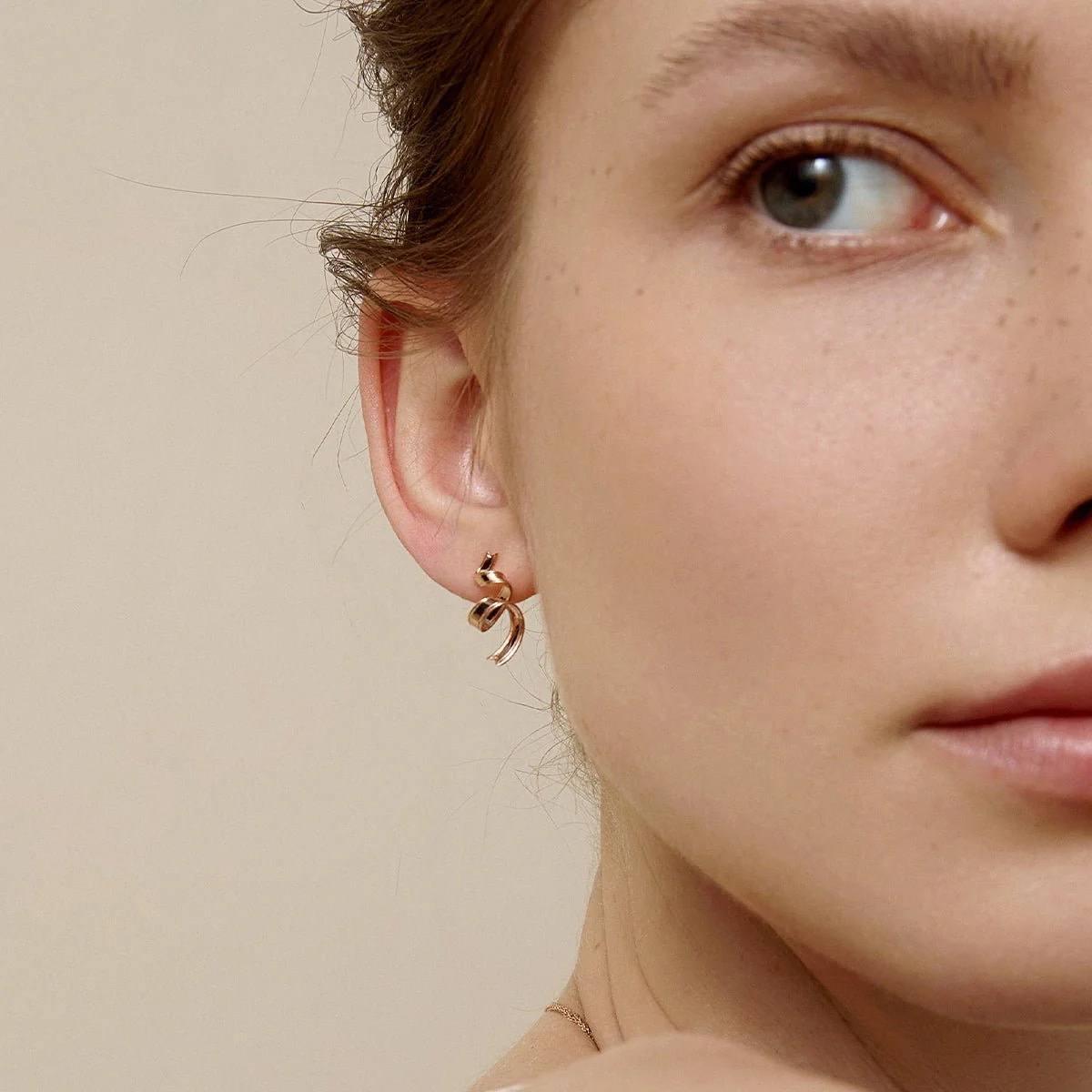 18K 14K Rose Gold Silk Ribbon Earrings - Image 4