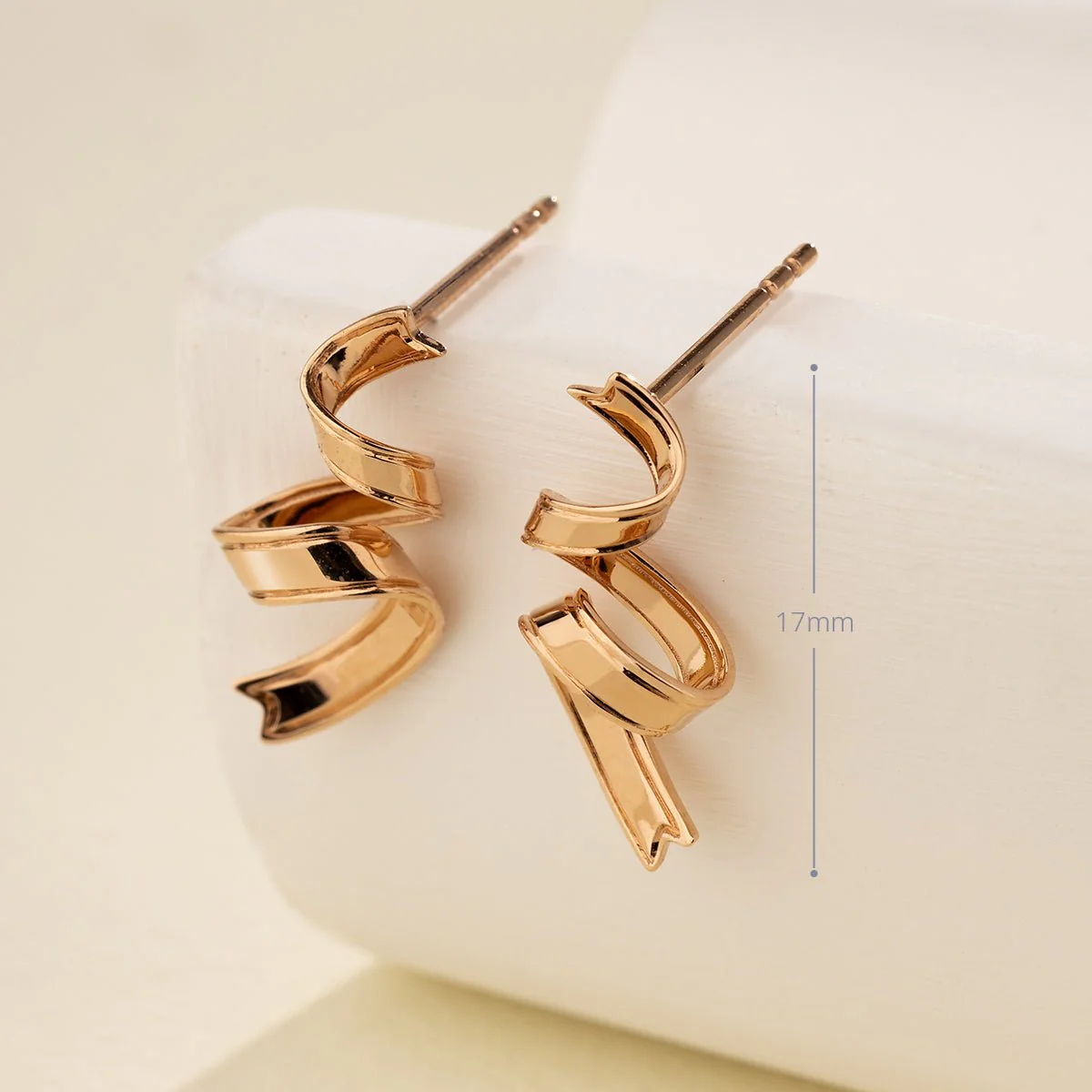18K 14K Rose Gold Silk Ribbon Earrings - Image 7