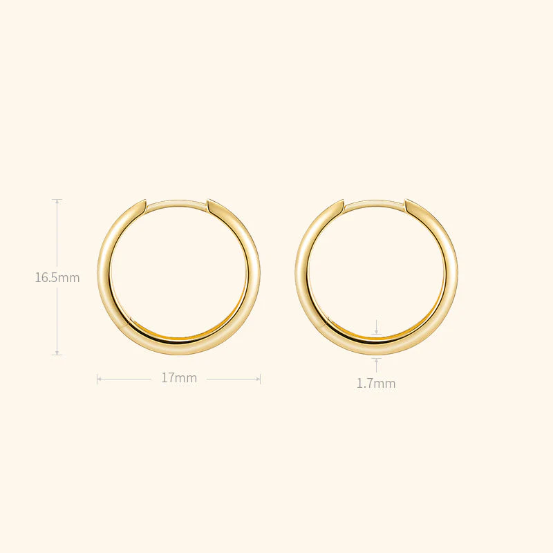18K Solid Gold Polished Hoop Earrings - Image 12