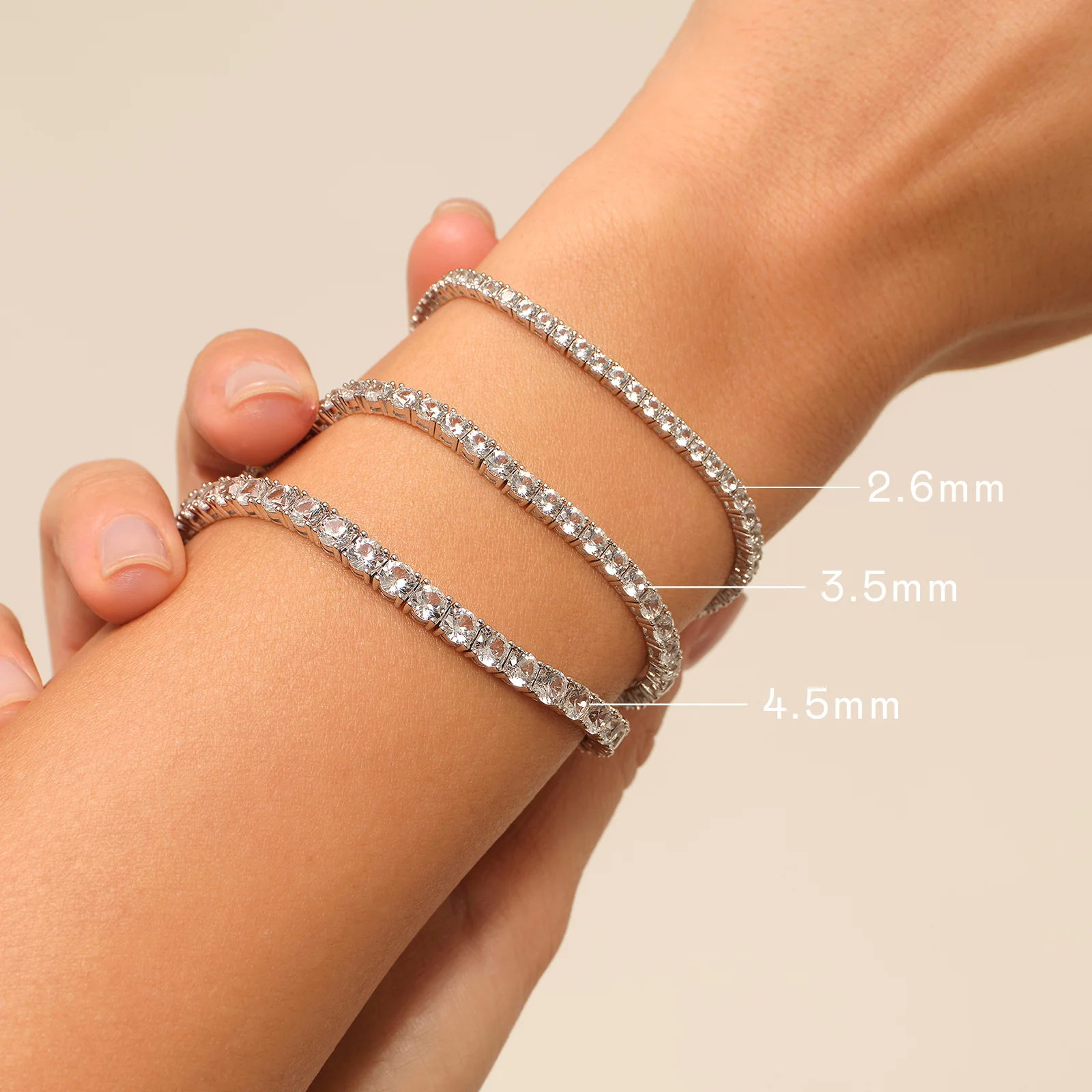 925 Sterling Silver Lab-Grown White Sapphire Tennis Bracelet - Image 11
