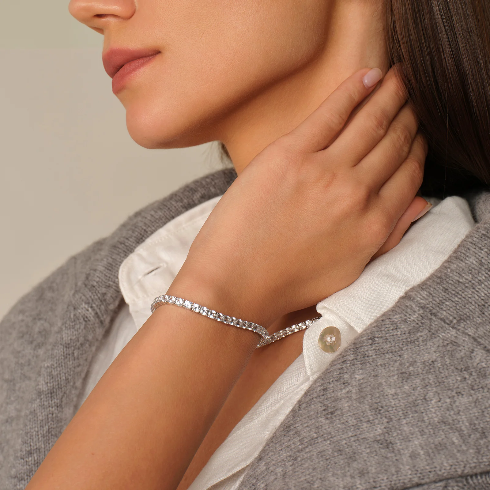 925 Sterling Silver Lab-Grown White Sapphire Tennis Bracelet - Image 6