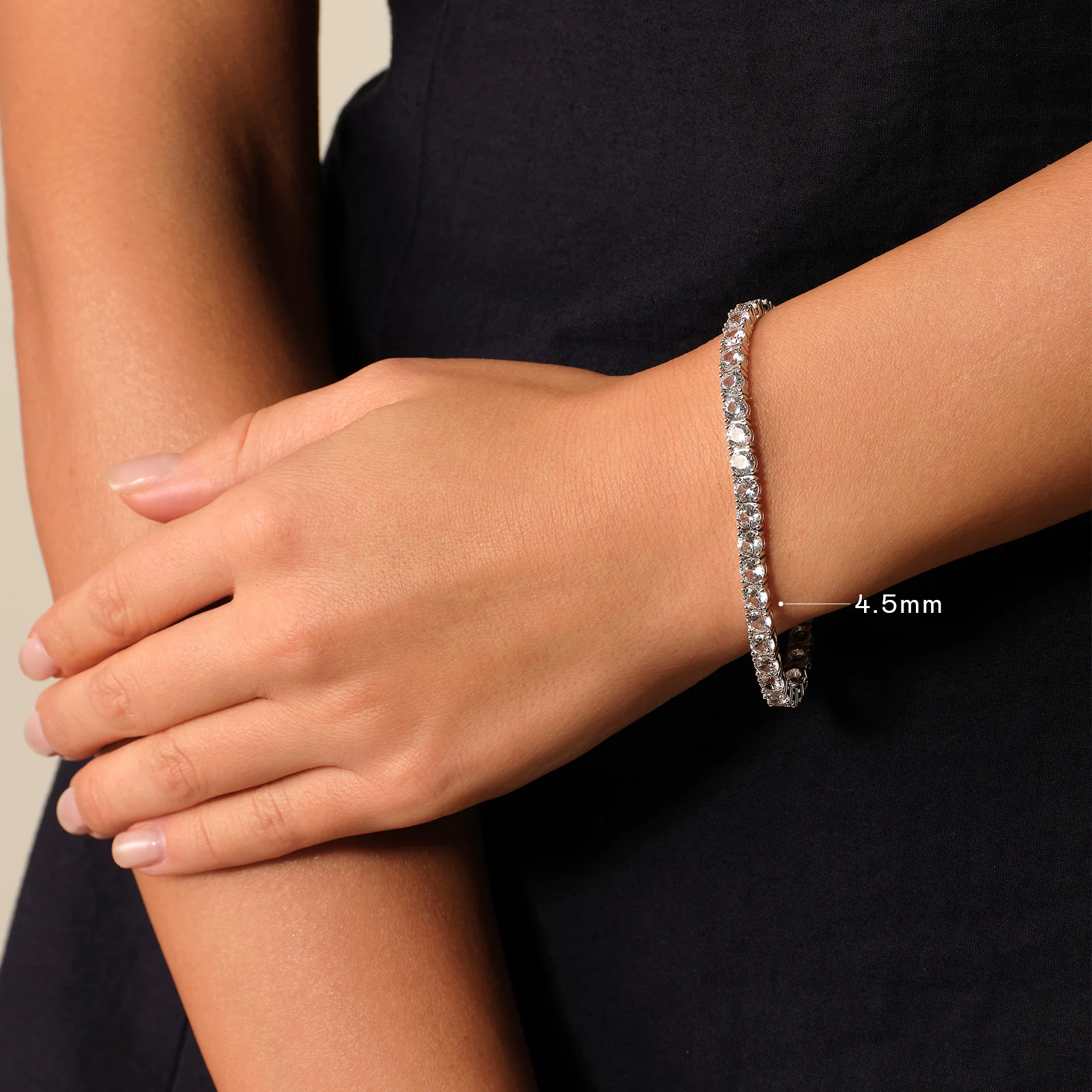 925 Sterling Silver Lab-Grown White Sapphire Tennis Bracelet - Image 8
