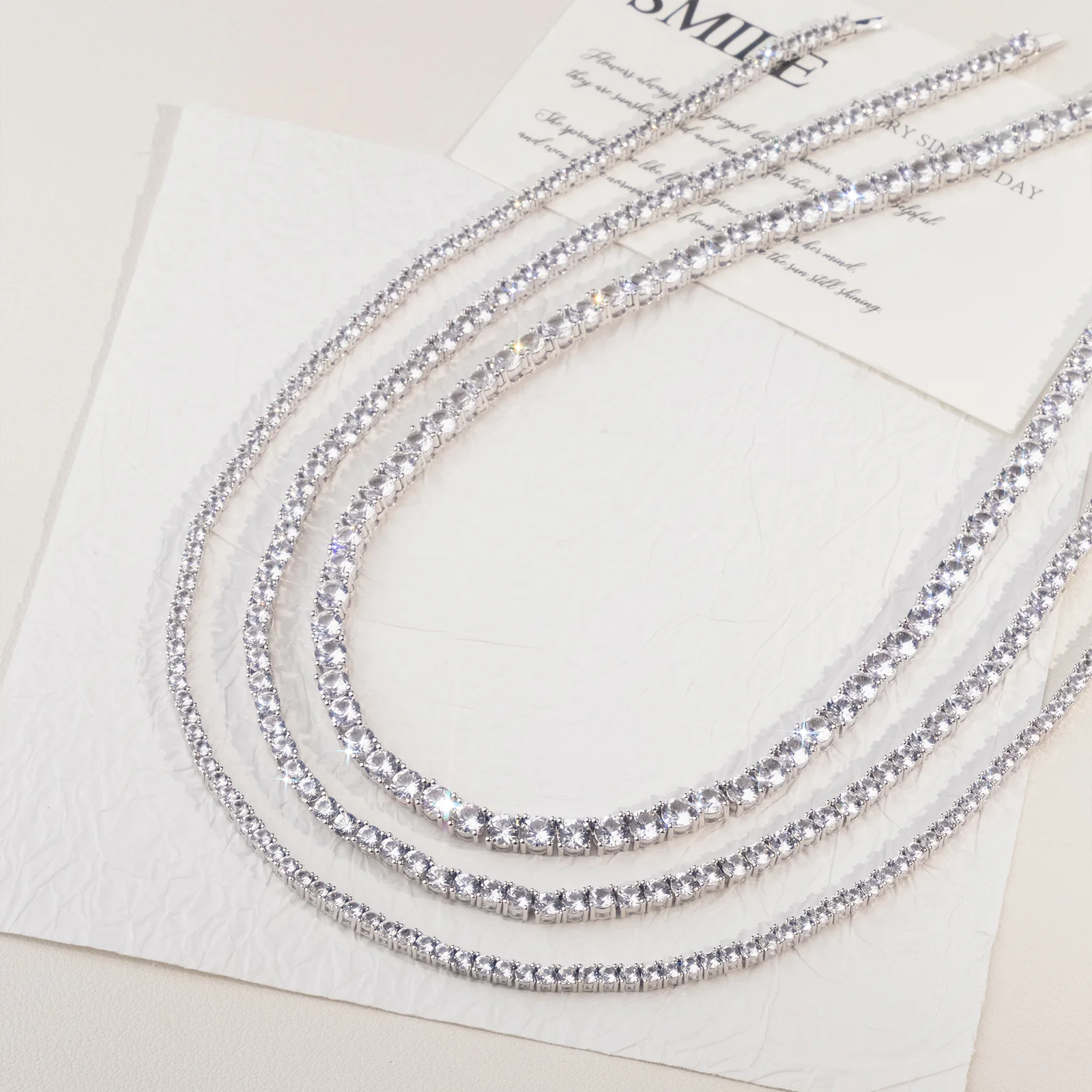 925 Sterling Silver Lab-Grown White Sapphire Tennis Necklace - Image 10