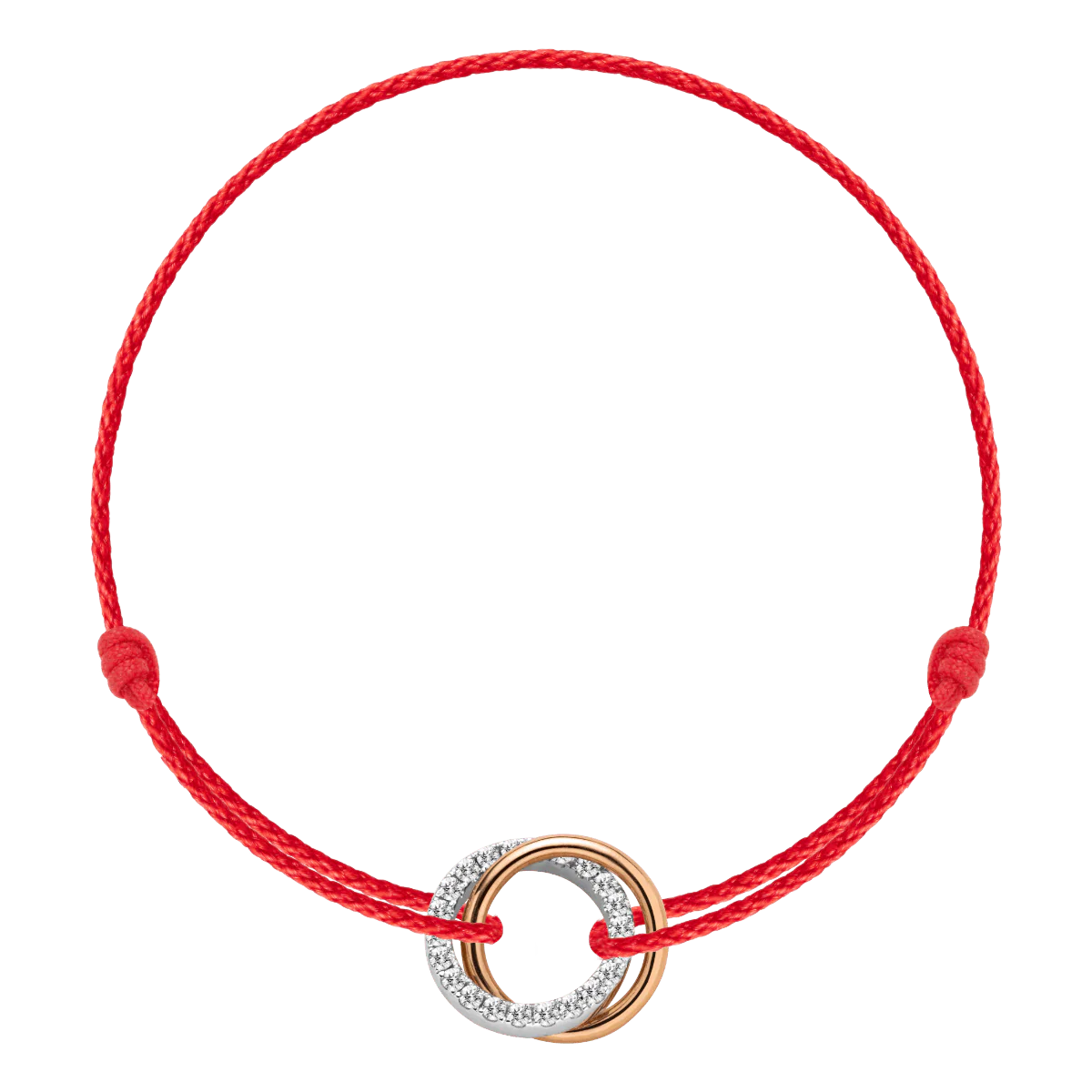 9K Rose Gold Lab-Grown Diamond Dual Loop 3-in-1 Red String Bracelet Necklace - Image 9