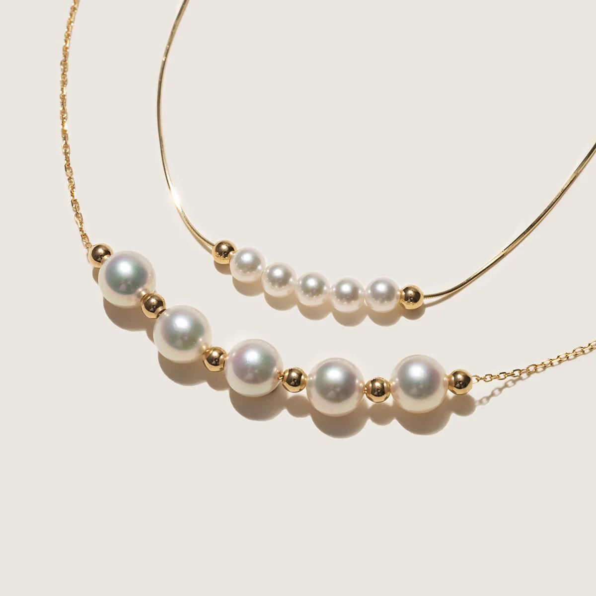 Akoya 18k Yellow Gold Baby's Breath Smile Necklace - Image 13