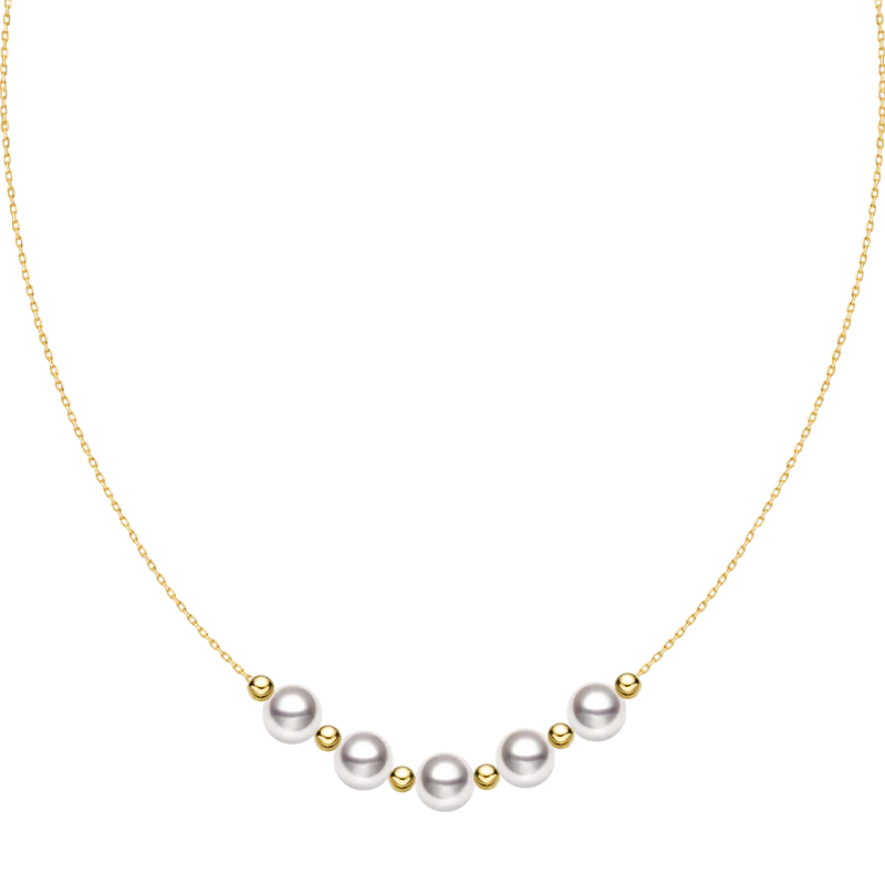 Akoya 18k Yellow Gold Baby's Breath Smile Necklace - Image 5