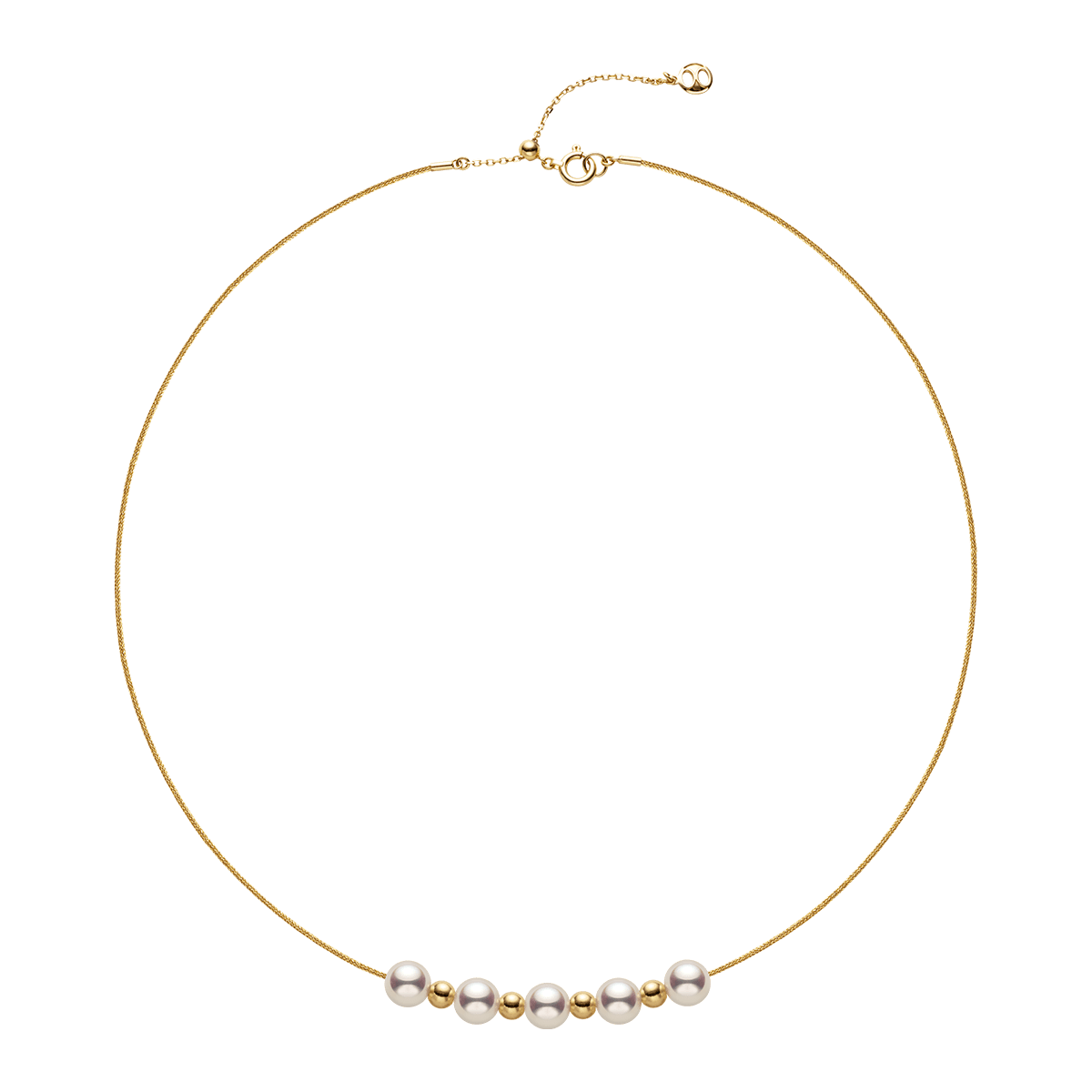 Akoya 18k Yellow Gold Baby's Breath Smile Necklace - Image 9