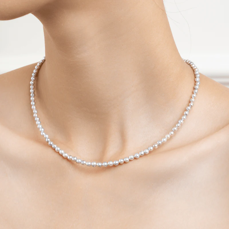 Akoya Baroque Pearl 18K Gold Powder Blue Strand Necklace - Image 2