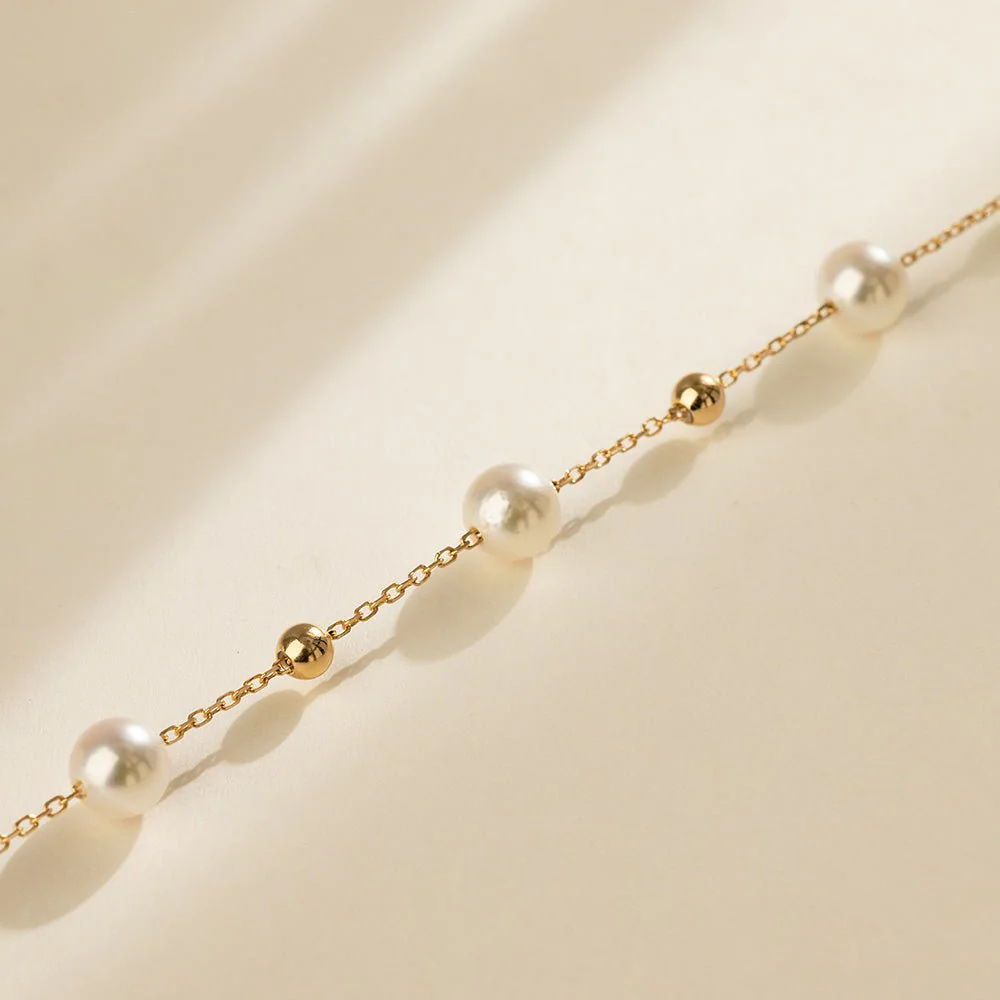 Akoya Pearl 18K Gold Baby's Breath Fashion Bracelet - Image 3