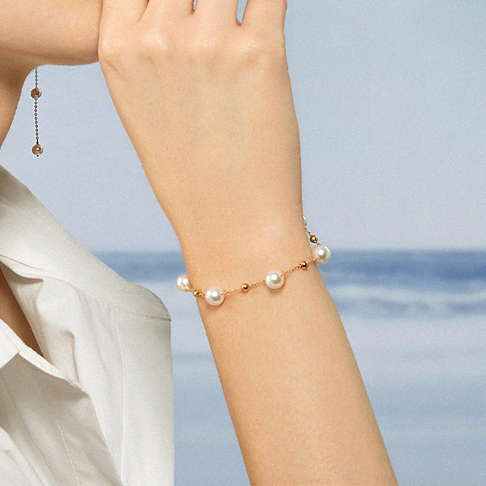 Akoya Pearl 18K Gold Baby's Breath Fashion Bracelet - Image 4