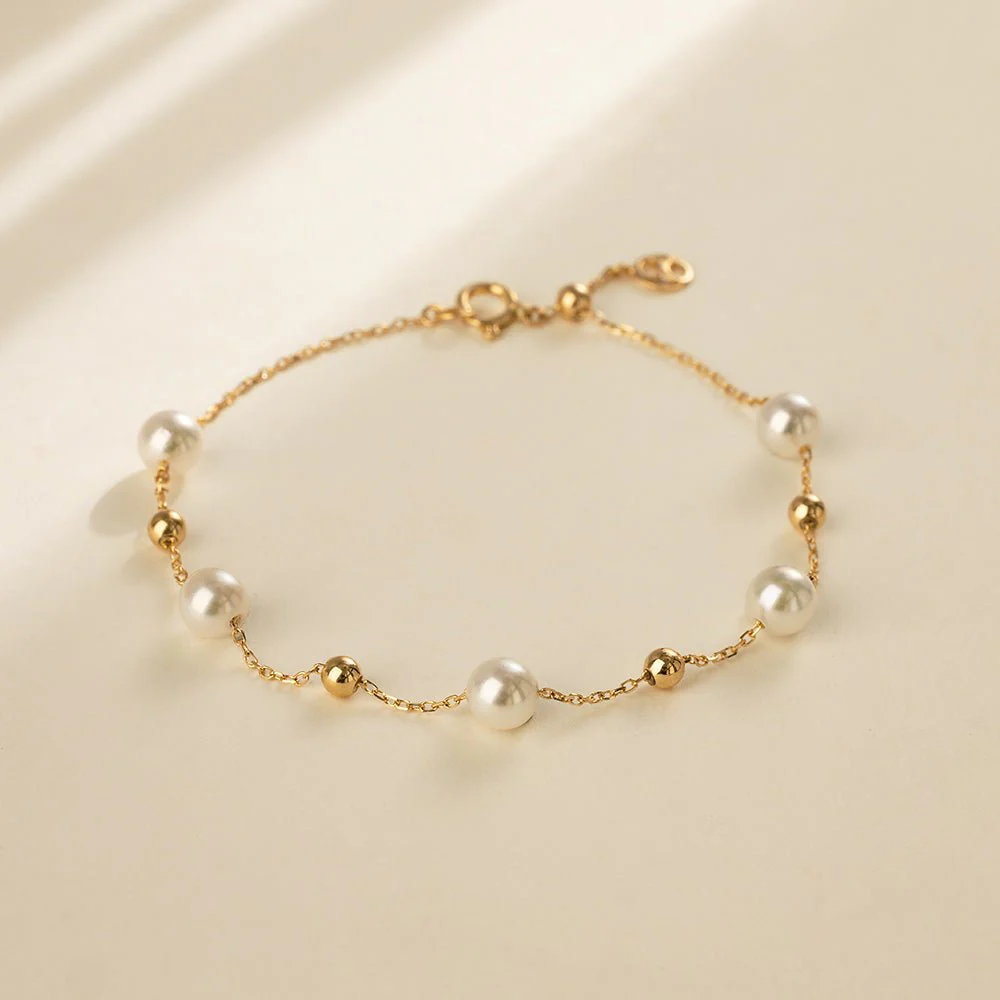 Akoya Pearl 18K Gold Baby's Breath Fashion Bracelet - Image 7