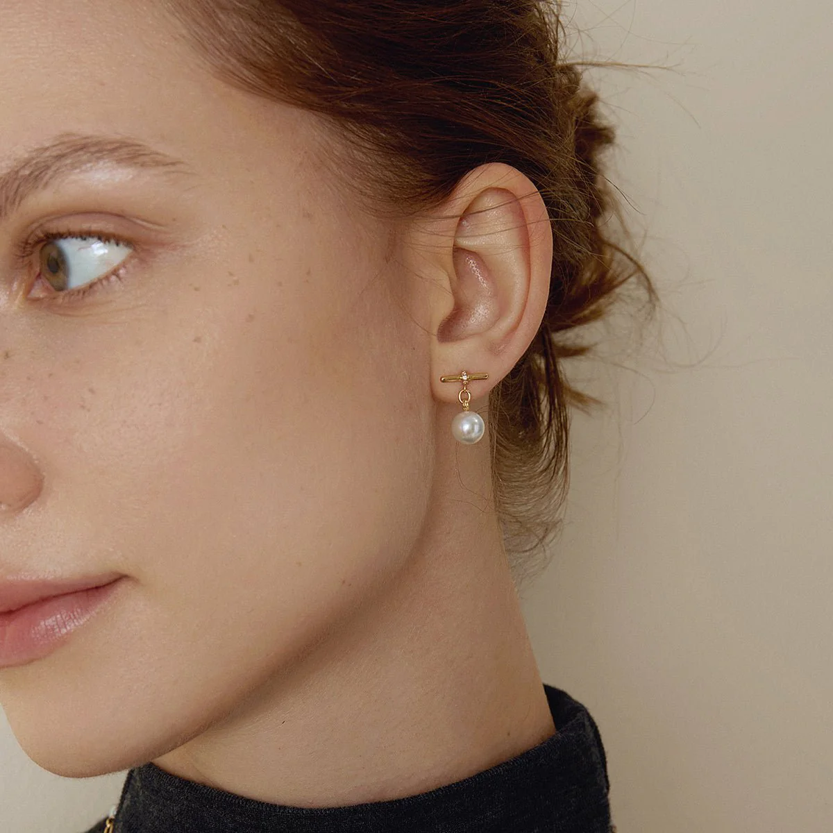 Akoya Pearl 18K Gold Diamond Parallel Grace Studs Earrings - Image 7