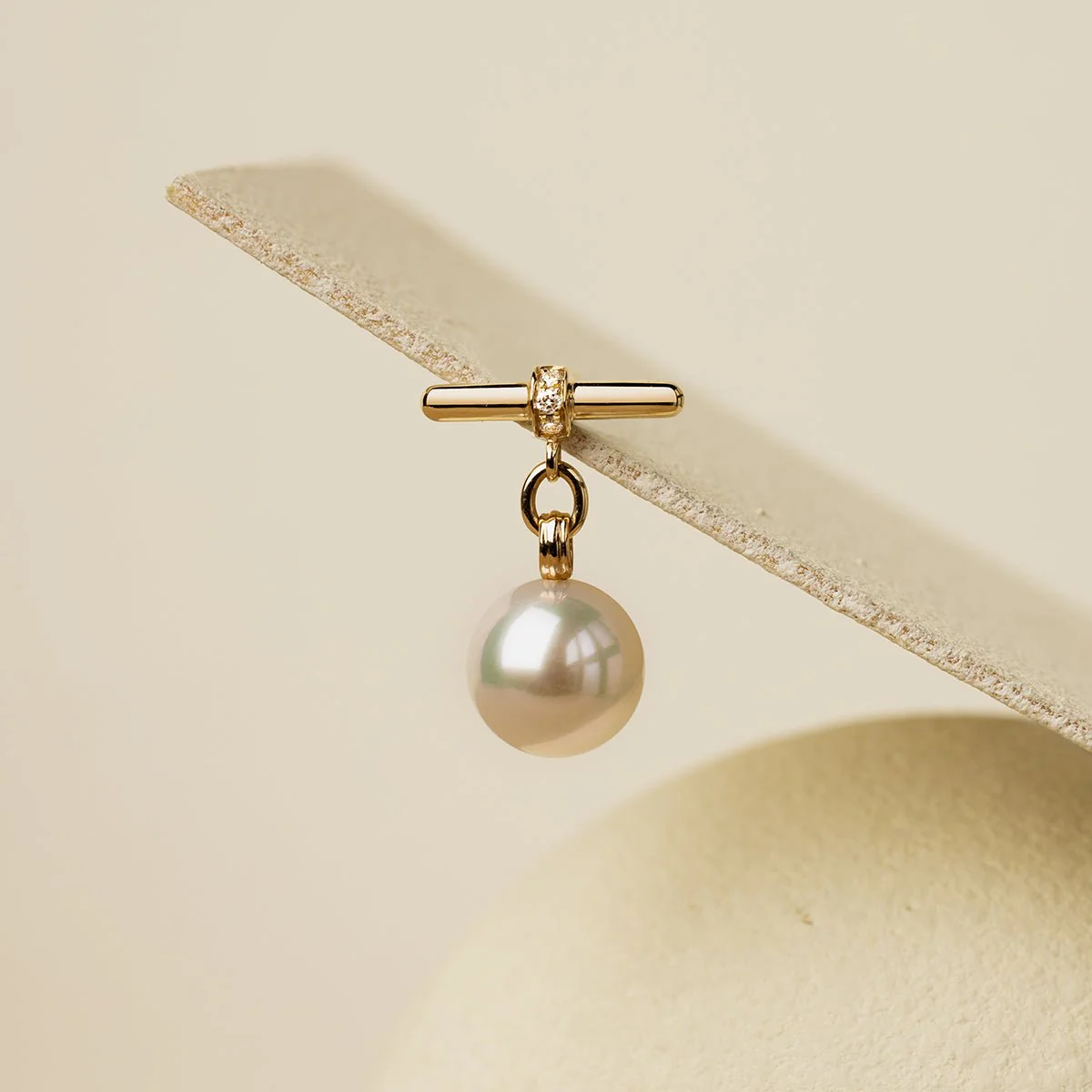 Akoya Pearl 18K Gold Diamond Parallel Grace Studs Earrings - Image 8