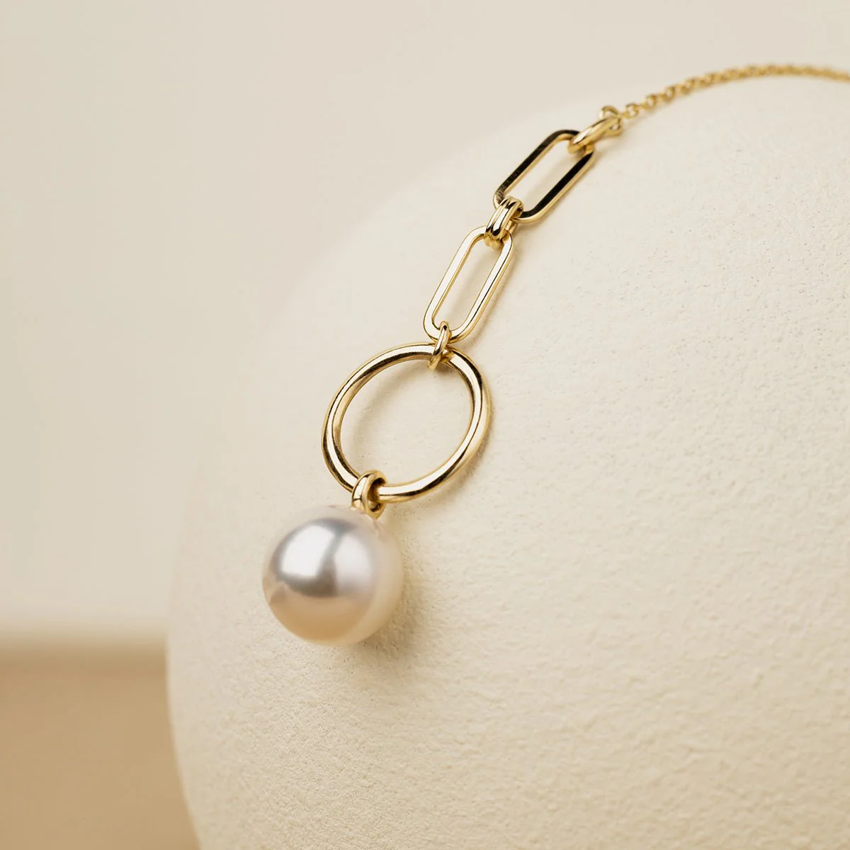 Akoya Pearl 18K Gold Diamond Tension Poise Clasp Necklace - Image 7