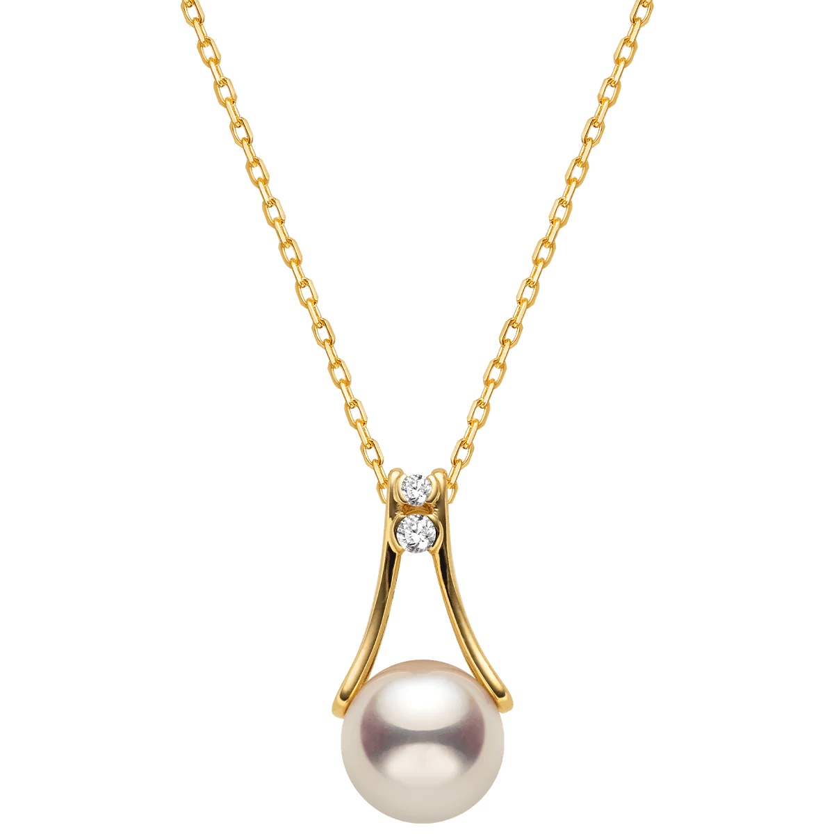 Akoya Pearl 18K Gold Diamonds Pull Tab Pendant Necklace