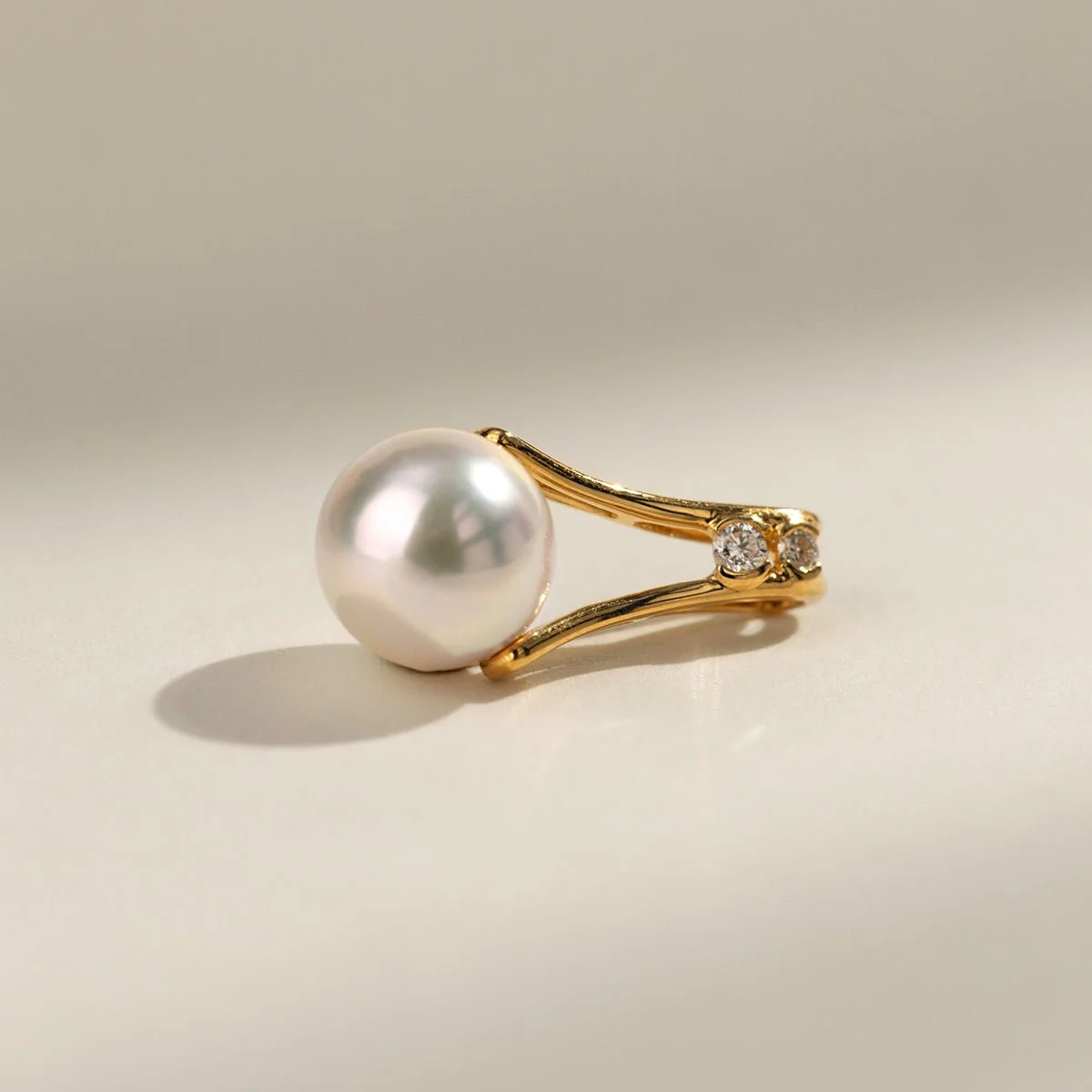 Akoya Pearl 18K Gold Diamonds Pull Tab Pendant Necklace - Image 7