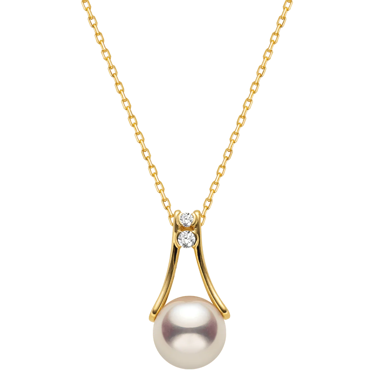 Akoya Pearl 18K Gold Diamonds Pull Tab Pendant Necklace - Image 8