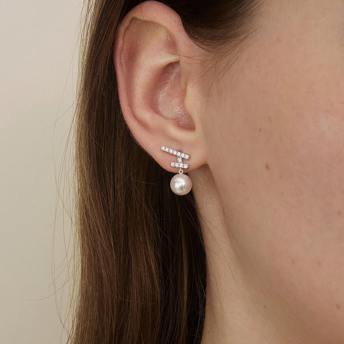 Akoya Pearl 18K Gold Diamonds Sparkle Flying Earrings - Image 2