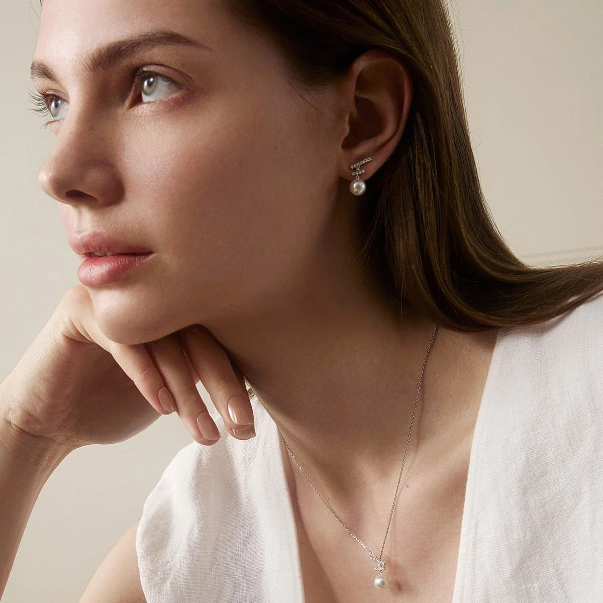 Akoya Pearl 18K Gold Diamonds Sparkle Flying Earrings - Image 6