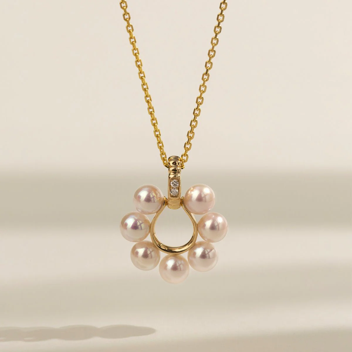 Akoya Pearl 18K Gold Diamonds Sunlight Pendant Necklace - Image 6