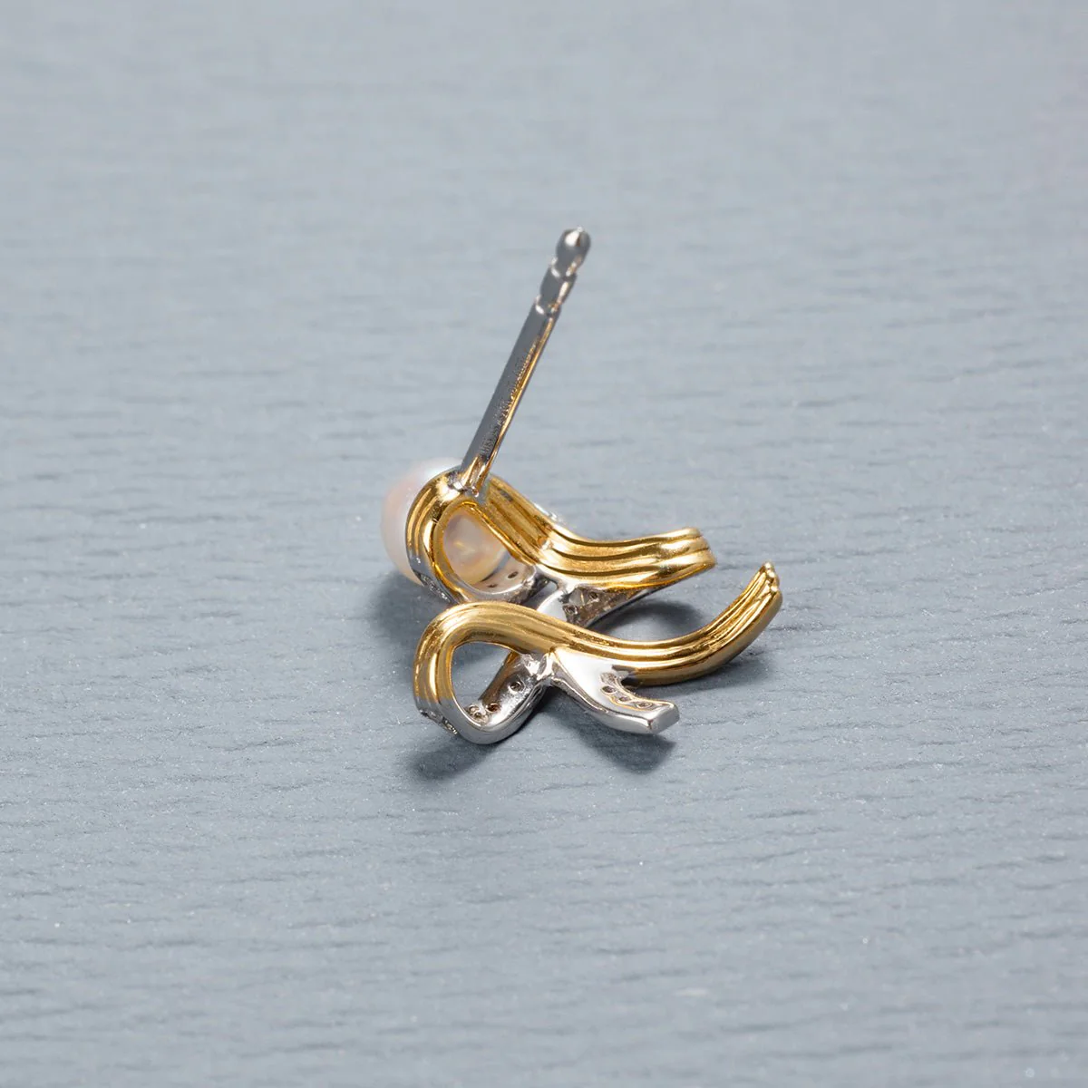 Akoya Pearl 18K Gold Diamonds Two-tone Ribbon Wish Tree Earrings - Image 7