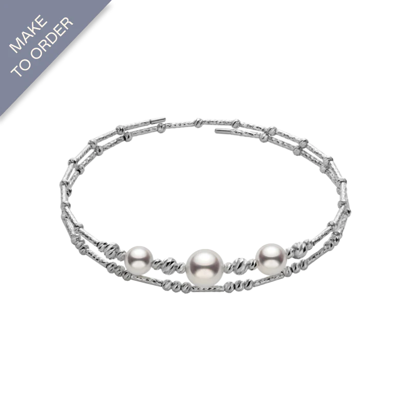 Akoya Pearl 18K Gold Double-Layer Stretch Bracelet - Image 4