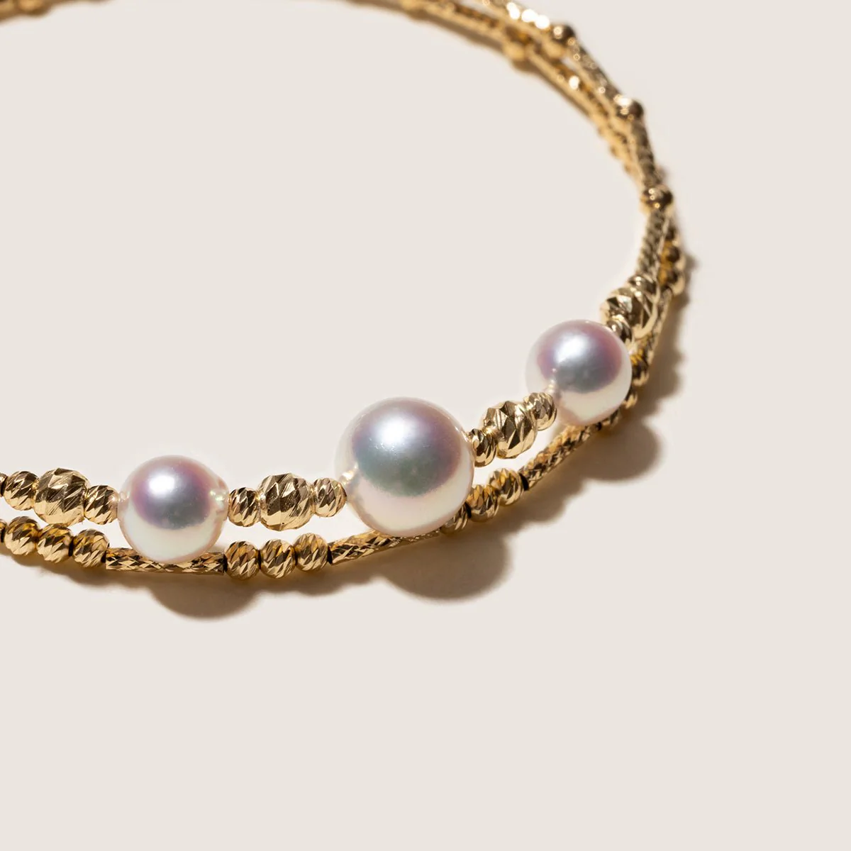 Akoya Pearl 18K Gold Double-Layer Stretch Bracelet - Image 6