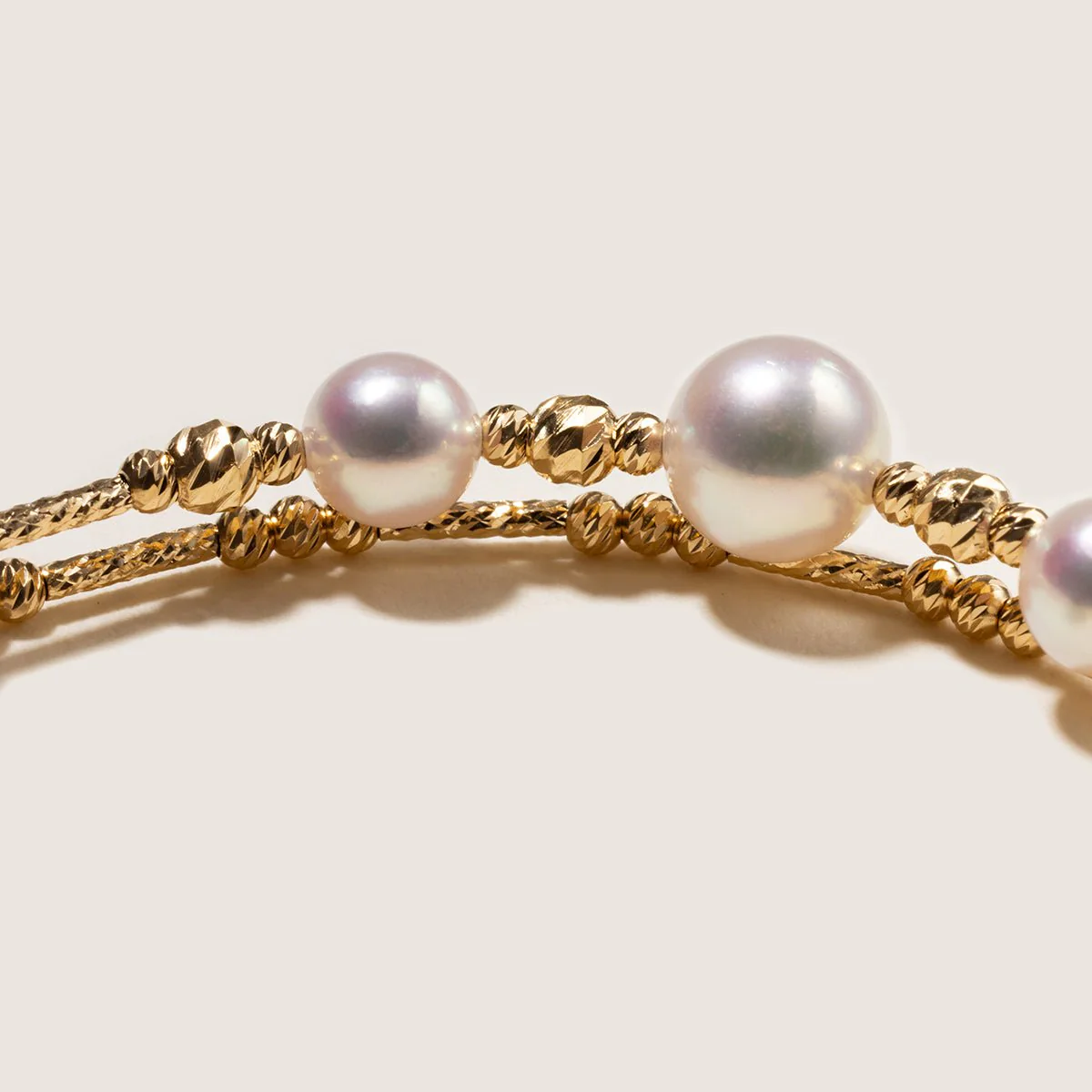 Akoya Pearl 18K Gold Double-Layer Stretch Bracelet - Image 9