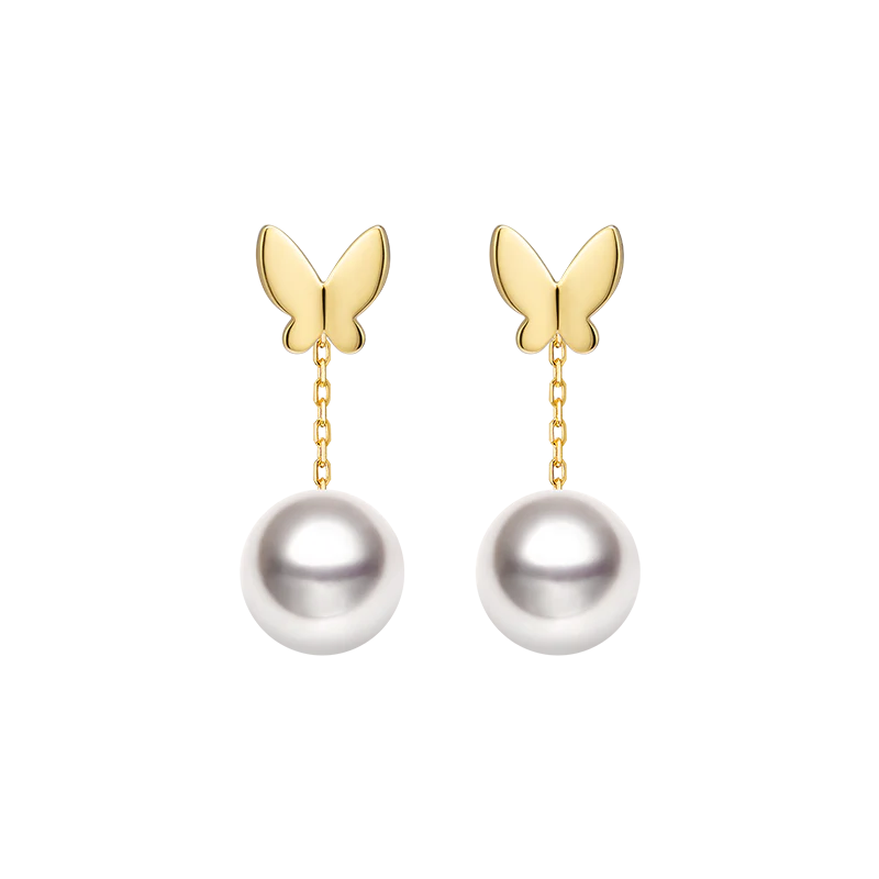 Akoya Pearl 18K Gold Ear Stud Ear Thread Drop Earring Chains