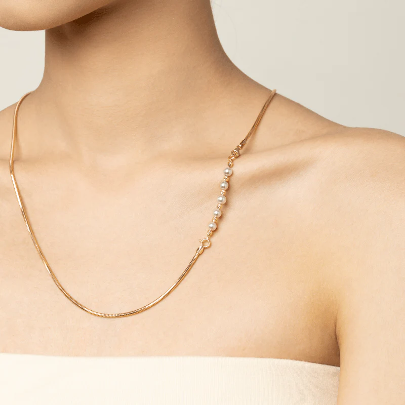 Akoya Pearl 18K Gold Elegant Style Extender Chain Necklace - Image 2