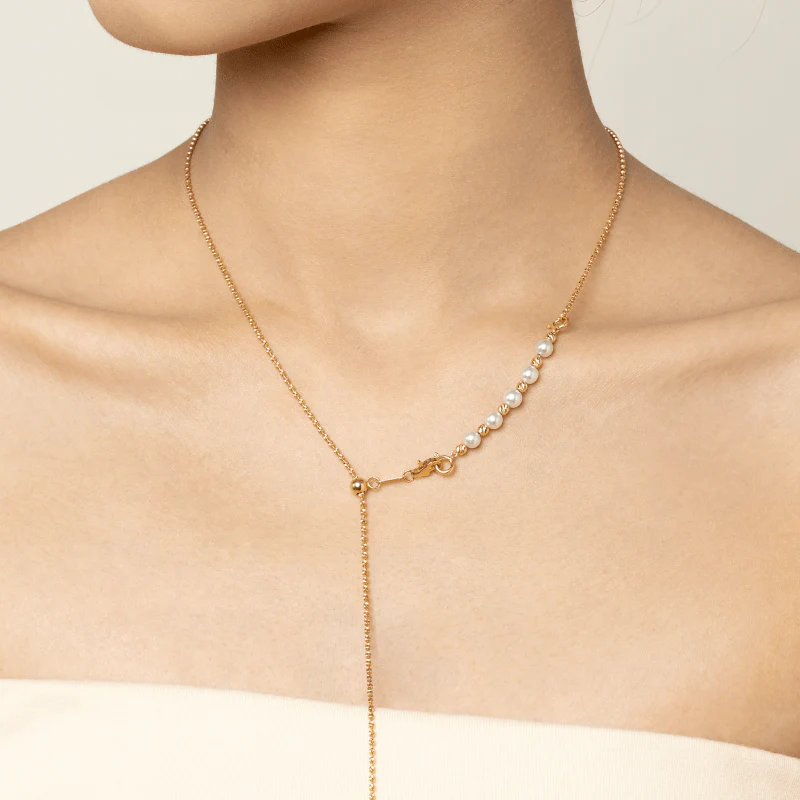 Akoya Pearl 18K Gold Elegant Style Extender Chain Necklace - Image 4