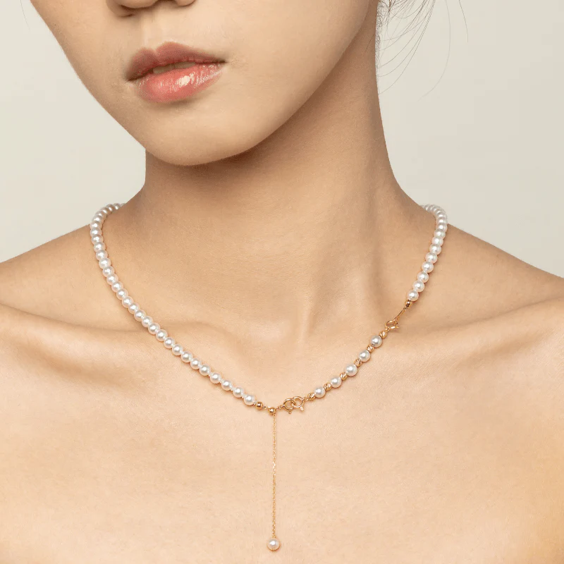 Akoya Pearl 18K Gold Elegant Style Extender Chain Necklace - Image 7