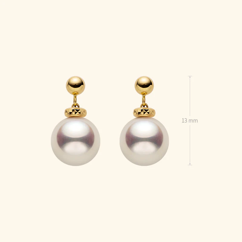 Akoya Pearl 18K Gold Italian Stud Earrings - Image 10