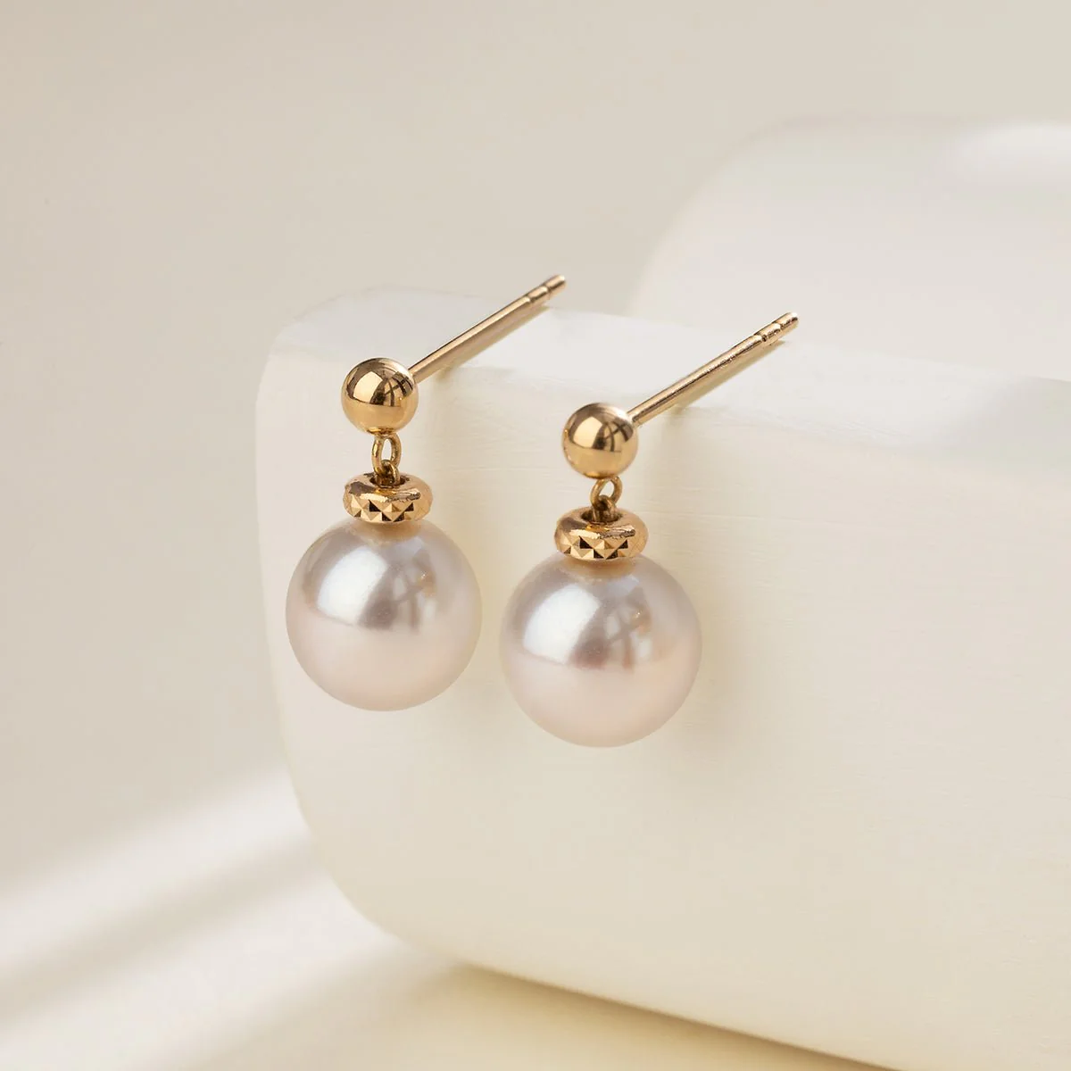 Akoya Pearl 18K Gold Italian Stud Earrings - Image 3