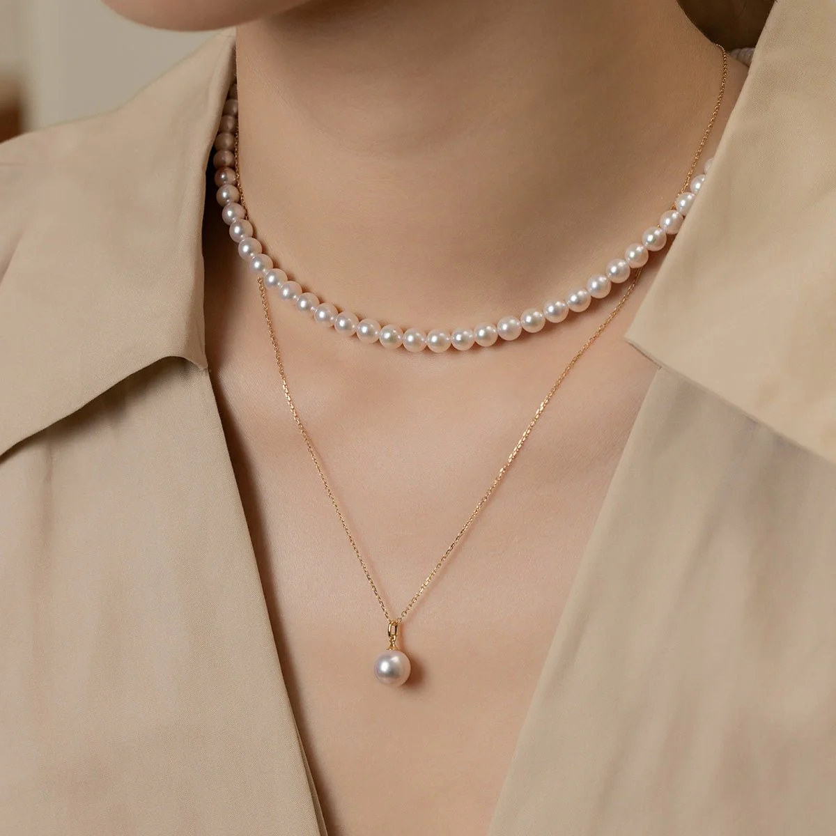 Akoya Pearl 18K Gold Lustre Classic Strand Necklace - Image 12